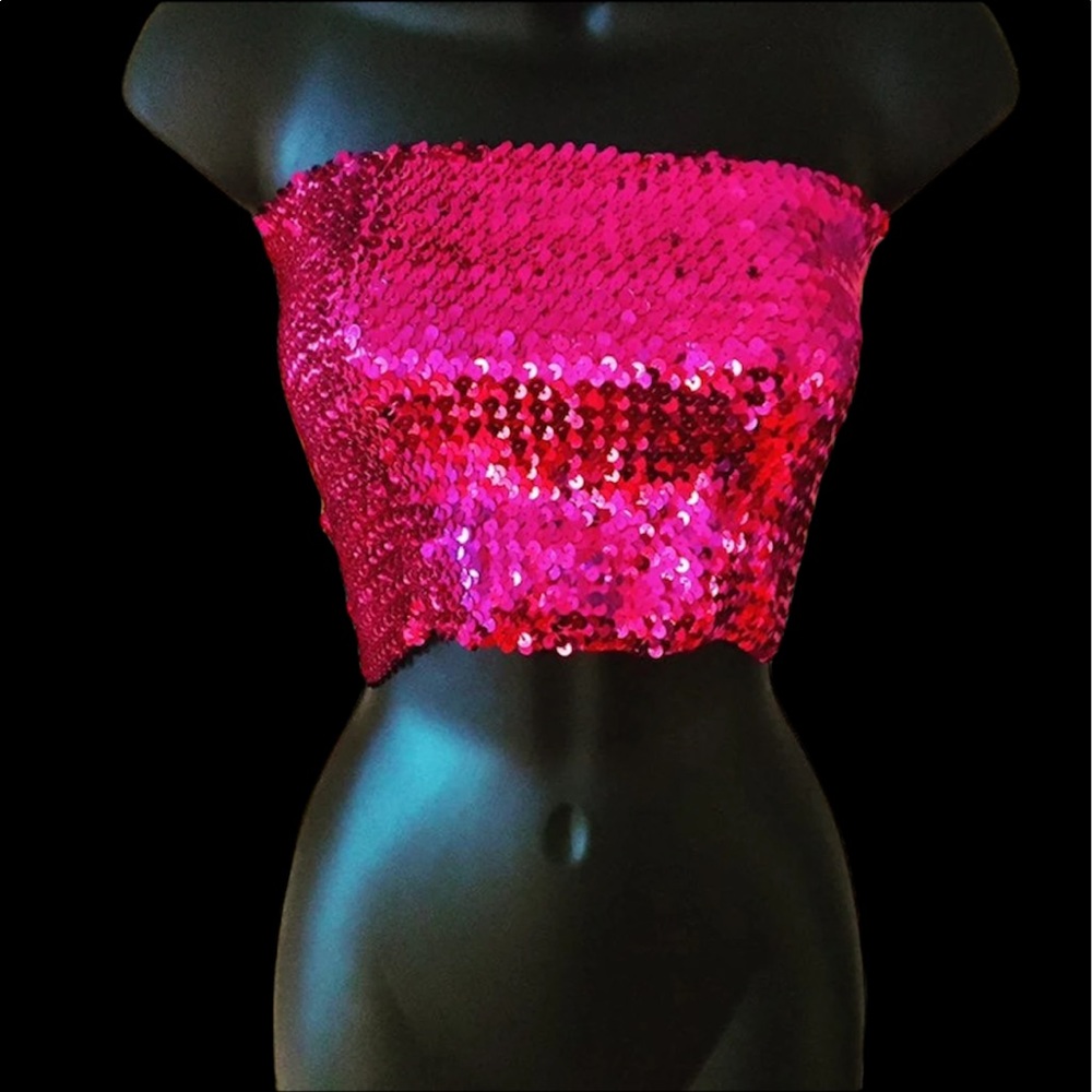 Hot Pink Sequins Tube Top
